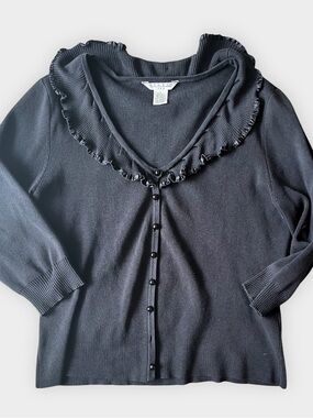 Vintage Studio JPR Silk Ruffle Cardigan Coquette Y2K Size L